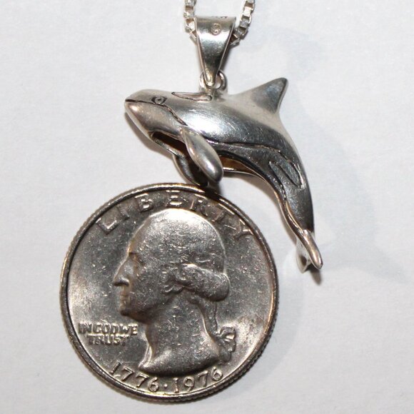Sterling Silver Orca Whale Necklace - Picture 3 of 7